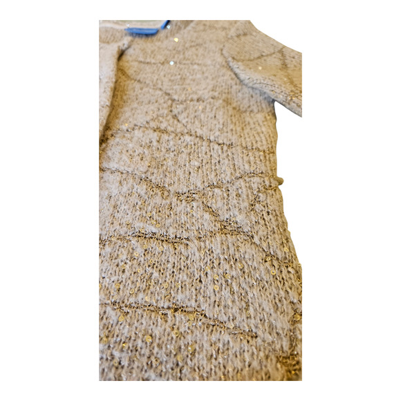 Simply Vera Vera Wang Small Beige Long Sleeve Sequin Knit Button Up Sweater - Picture 2 of 9